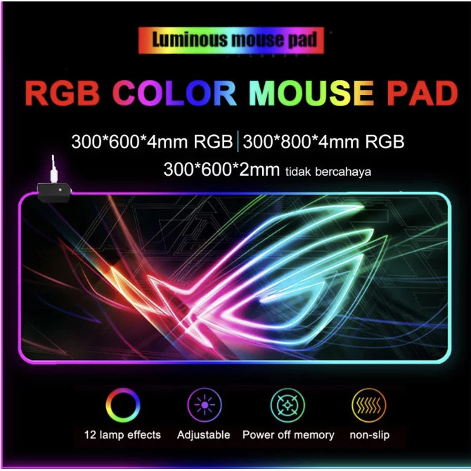 SMARTCOM Mouse Pad Gaming RGB Colorful LED Mousepad Gamer Size XL RGB Anti Slip Mat