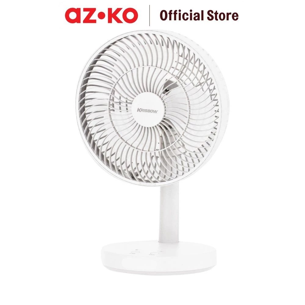 AZKO Krisbow 7 inci Kipas Angin Meja Emergency - Putih Desk Fan Penyejuk Ruangan Kipas Baling-Baling