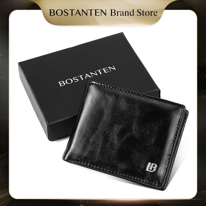 BOSTANTEN Orbit Wallet Dompet Lipat Pria Koin Ritleting Bahan Kulit PU Hitam/Kopi/Coklat