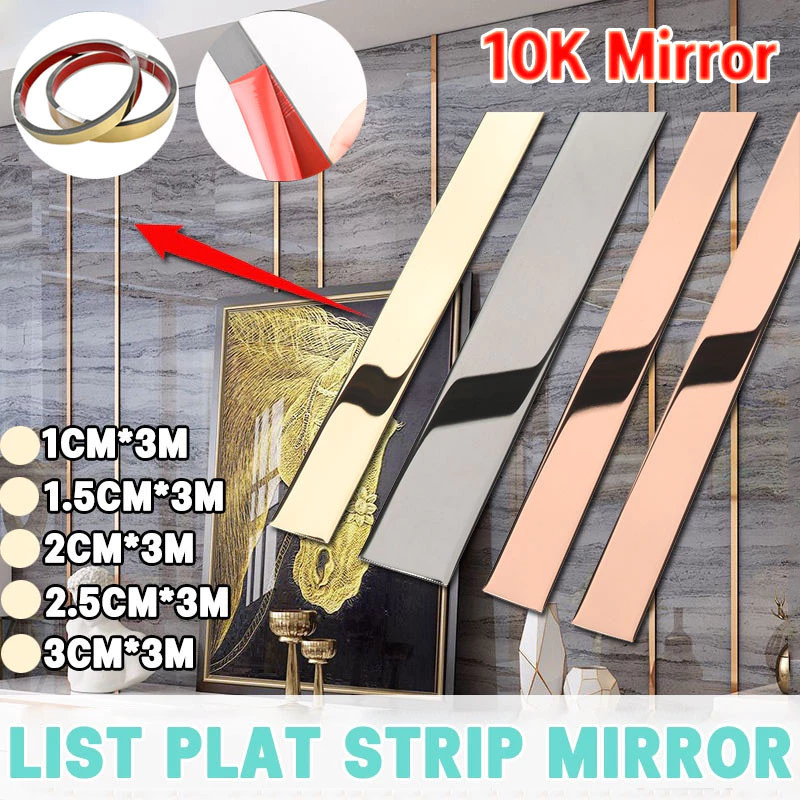 3M List Plat / LIST PLAT STRIP MIRROR Dekorasi /Stiker Dekorasi Lantai Keramik Interior 10K Mir