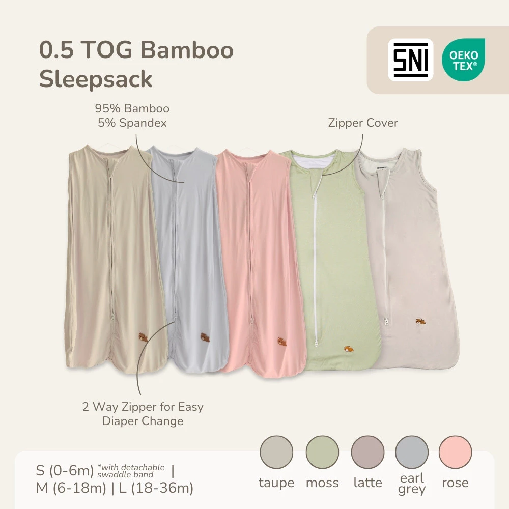 Sleepsack Bayi Bamboo Premium Double Layer – Wearable Blanket 0.5TOG | Petit Beary (0-36M)