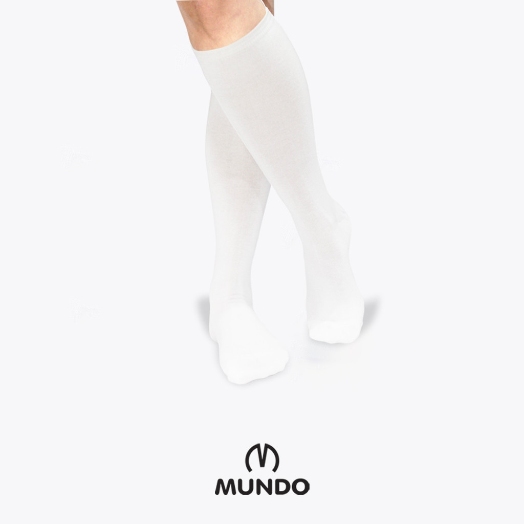 MUNDO School Sock Basic Knee High White - Kaos Kaki Anak Sekolah Selutut