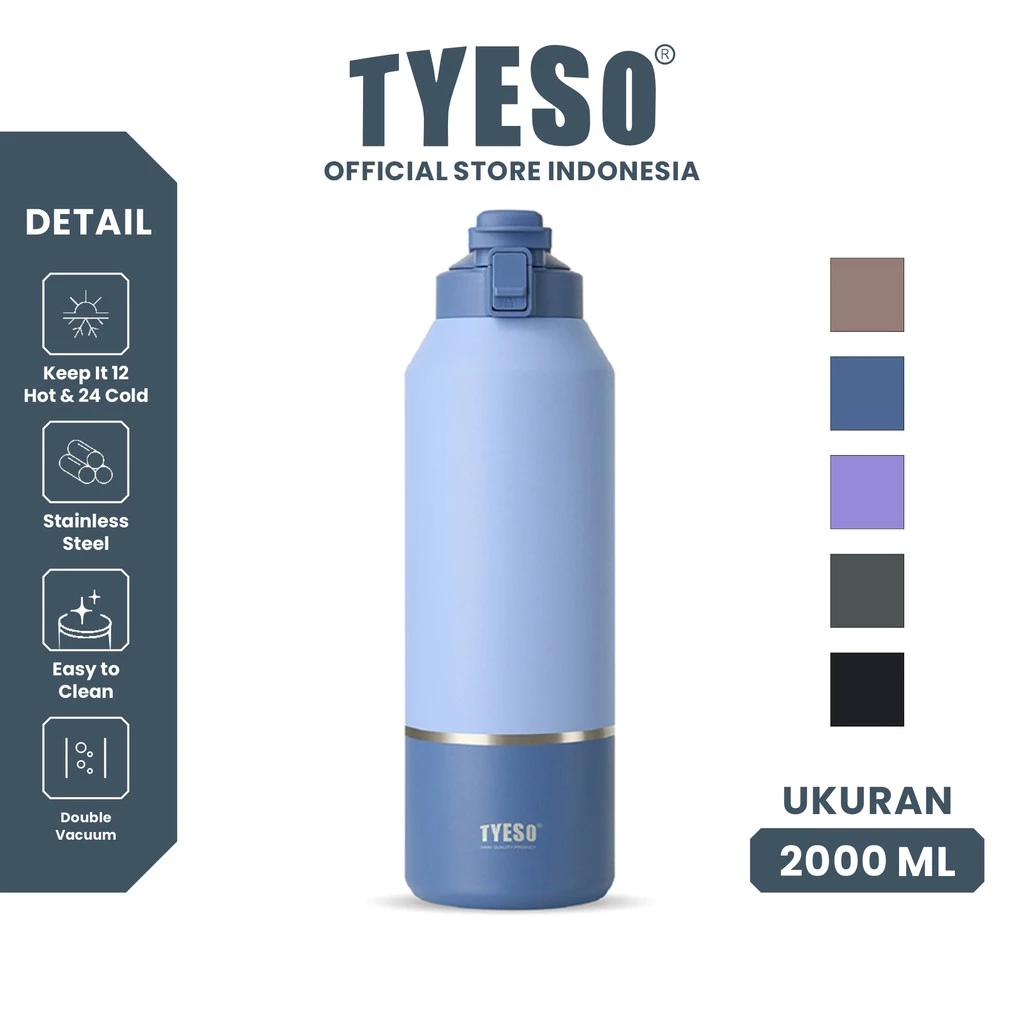 Tyeso Tumbler Sport 2 Liter Botol Flask Stainless Steel 2000 ML TS-01015 Double Vacuum Insulated 67 Oz BPA FREE