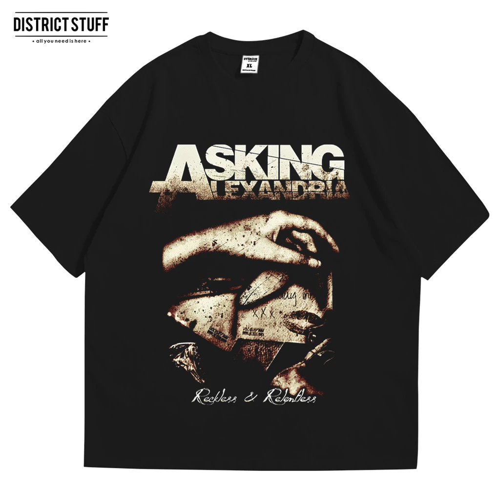 Kaos Band Asking Reckless And Relentless Tshirt Oversize Vintage Pria Wanita