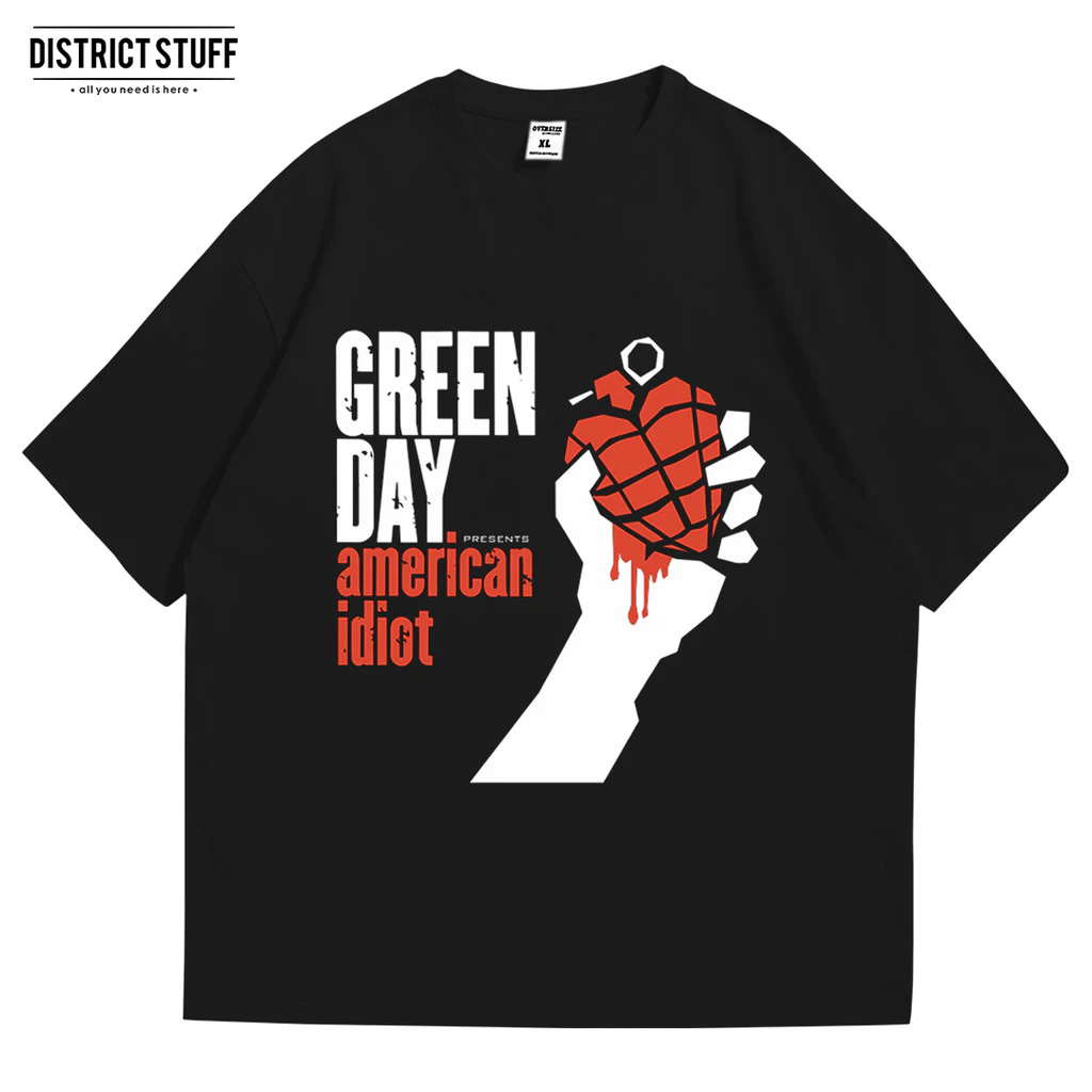 Kaos Band Greenday American Idiot Tshirt Oversize Vintage Pria Wanita