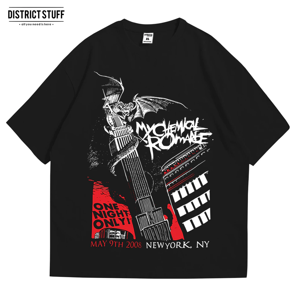 Kaos Band My Chemical Romance One Night Only Tshirt Oversize Vintage Pria Wanita