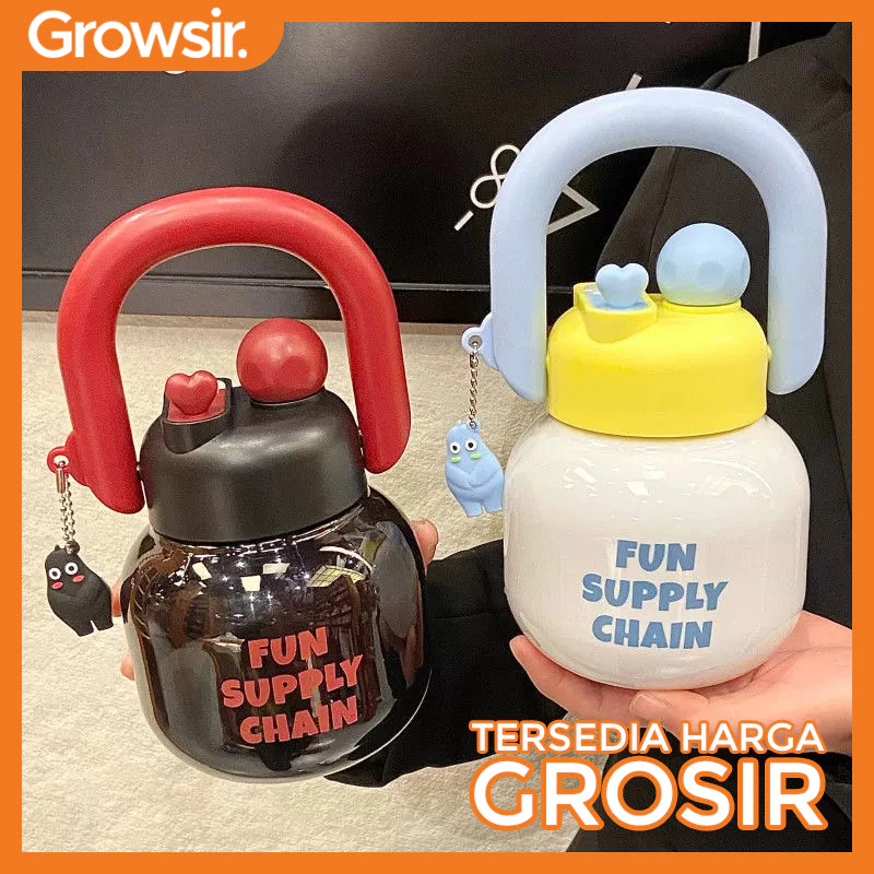 GROWSIR Botol Minum Infuser Buah Lucu 850ml Sedotan Saringan | Tumbler Anak Lucu Anti Bocor BPA FREE