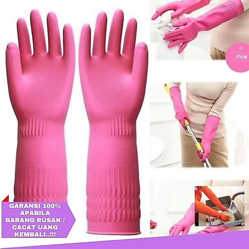 [ 40 CM ] Sarung Tangan Karet Latex Premium Untuk Cuci Baju Piring dan Kebun Korea