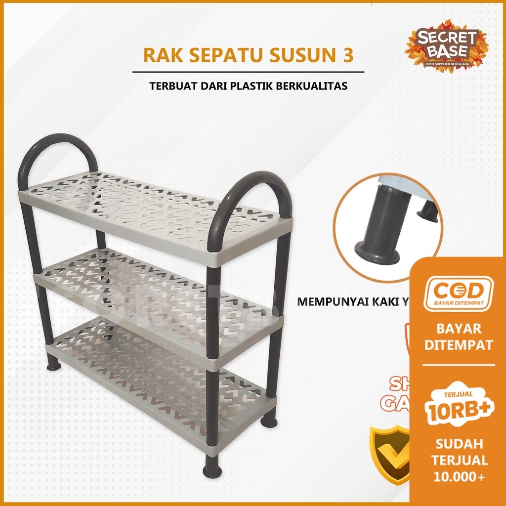 RAK SEPATU 3 SUSUN - Rak Besar / Tempat Sandal / Rak Sepatu Kokoh Plastik