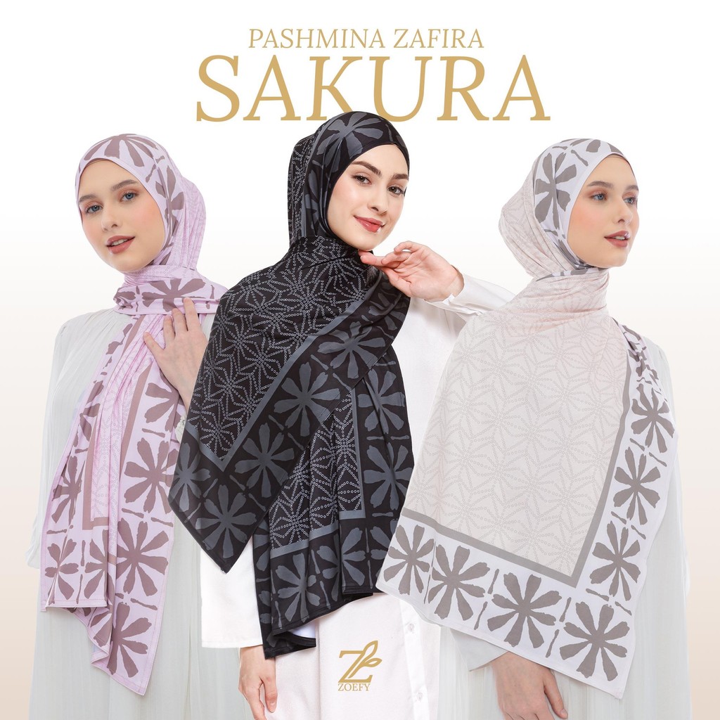 Zoefy - Sakura Zafira Series Pashmina Jersey Motif Printing