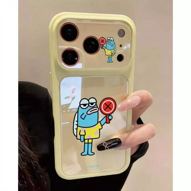 Casing HP Karakter Ikan Biru Lucu Jendela Besar Anti Jatuh Tahan Lama Premium Aesthetic Unisex Laris Viral untuk iPhone 17 Pro Max 17 16 Pro Max 16 15 Pro Max 15 14 Pro Max 14 13 Pro Max 13 12 Pro