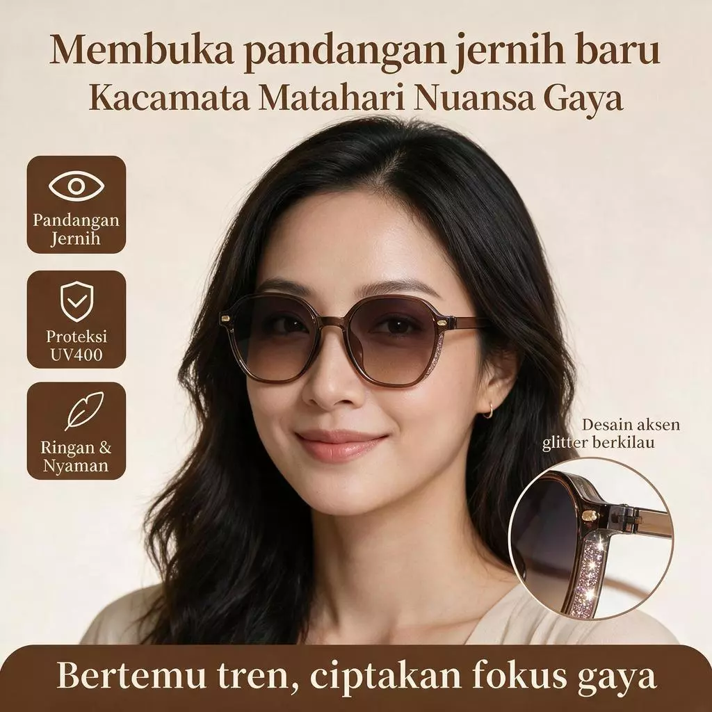 COD Kacamata Sunglasses Wanita Bulat UV400 Korea Style Lensa Gradasi Ungu Fashion