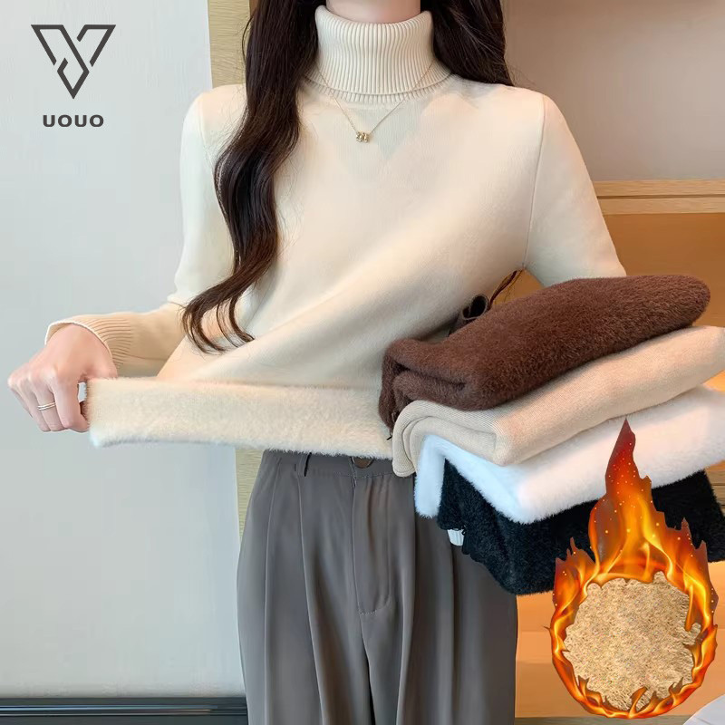 UOUO longjohn sweater tebal wanita thermal rajut premium winter turtleneck blouse knit