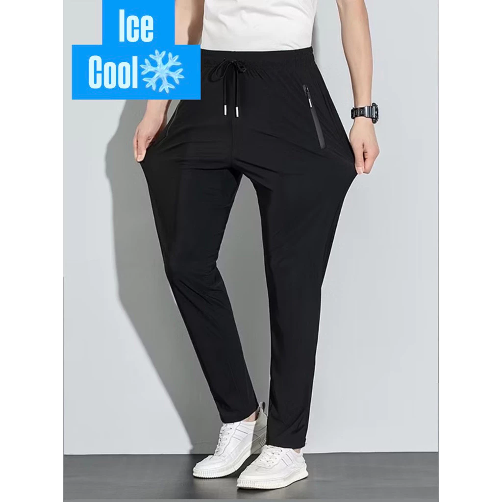Celana Panjang Pria Wanita Ice Silk Quick Dry - Celana Olahraga Training Stretch Elastis
