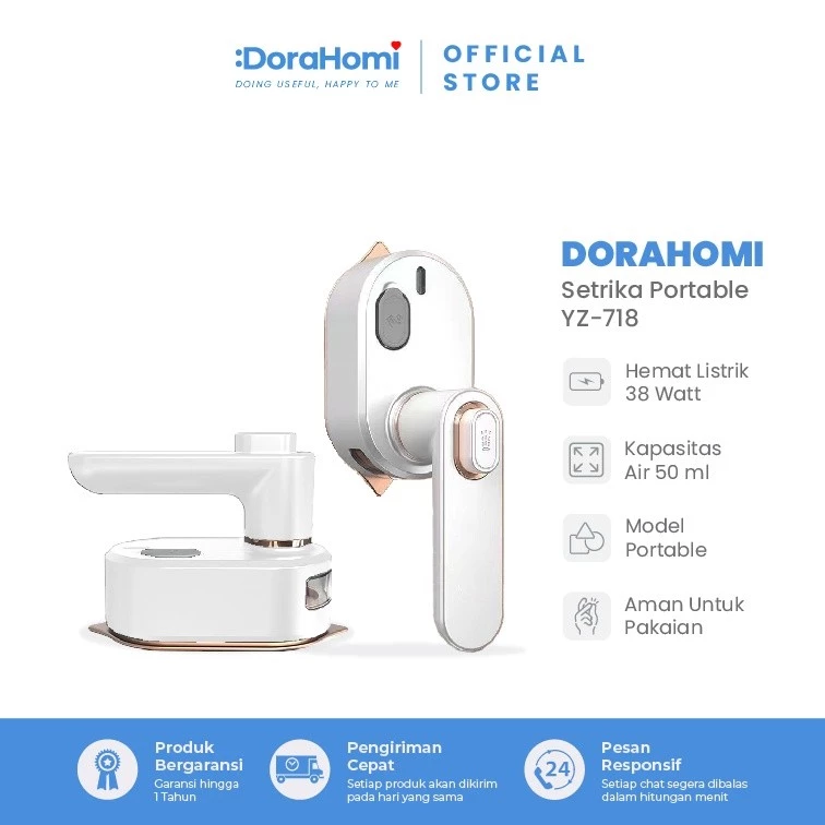 Dorahomi Setrika Mini Portable Setrikaan Baju Listrik Lipat Traveling