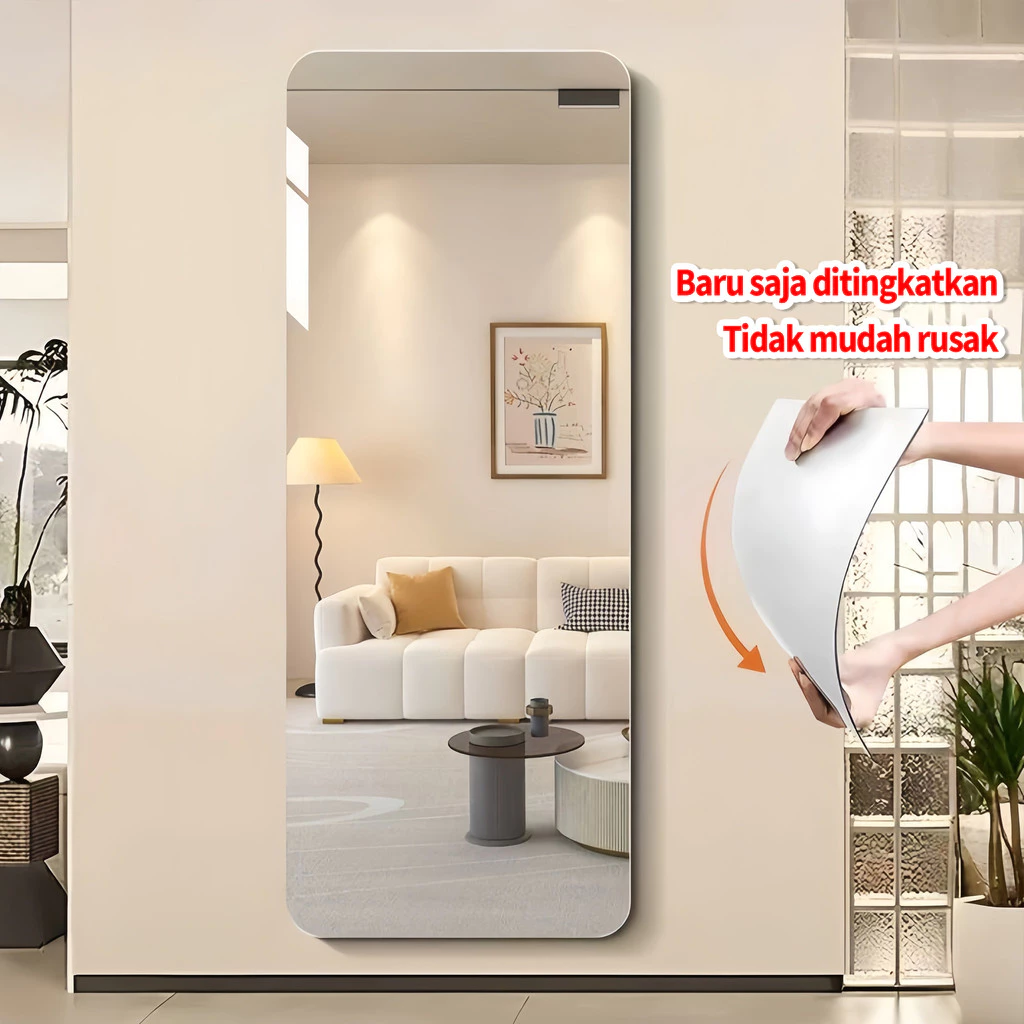 Cermin Akrilik Anti Pecah Lentur Tempel Dinding Dekorasi Kamar Mandi Kamar Tidur